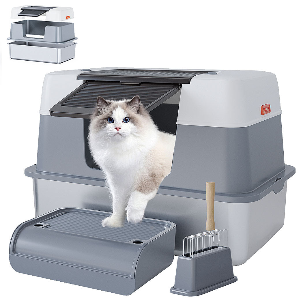 Stainless Steel Cat Litter Box，Large Size, High Capacity 