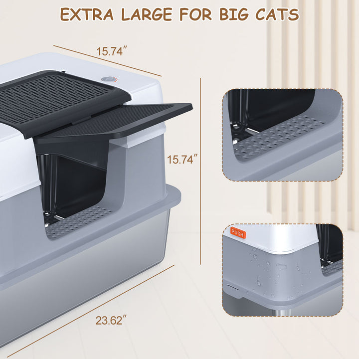 Stainless Steel Cat Litter Box，Large Size, High Capacity，best cat litter box for odor control，best rated cat litter box