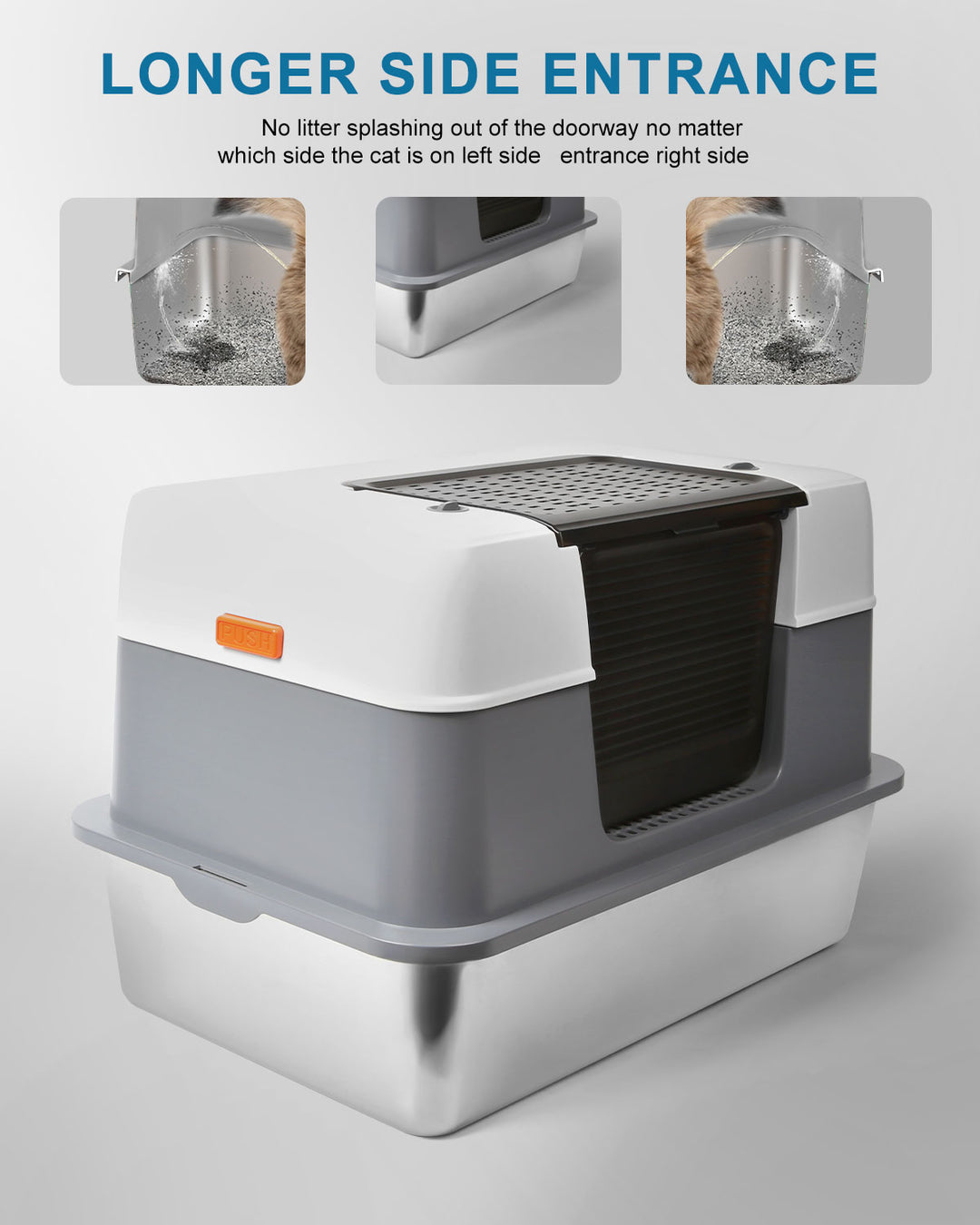Stainless Steel Cat Litter Box，Large Size, High Capacity，best cat litter box for odor control，best rated cat litter box