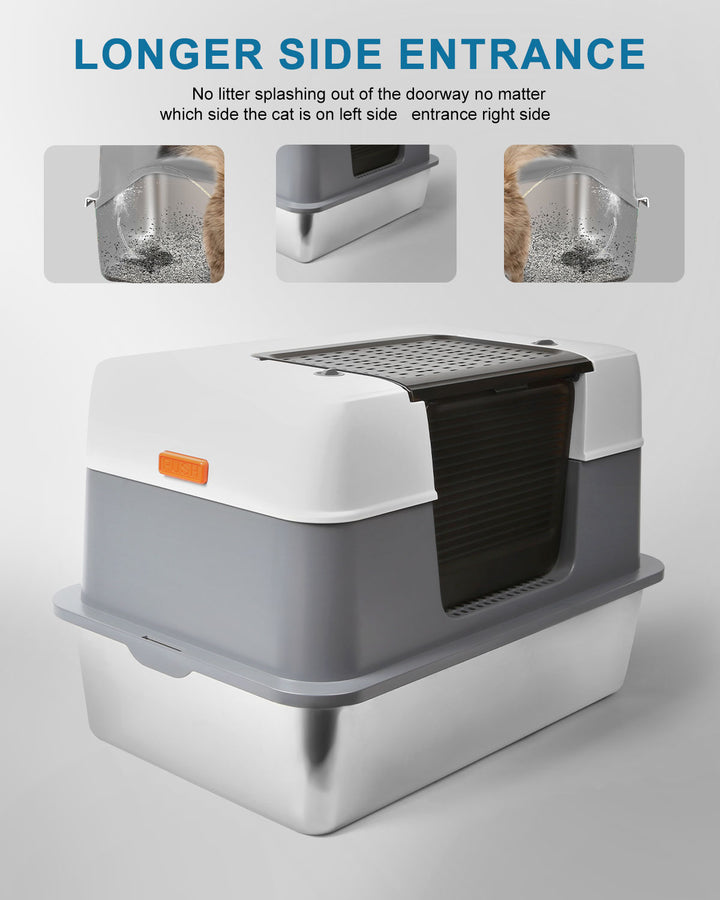 Stainless Steel Cat Litter Box，Large Size, High Capacity，best cat litter box for odor control，best rated cat litter box