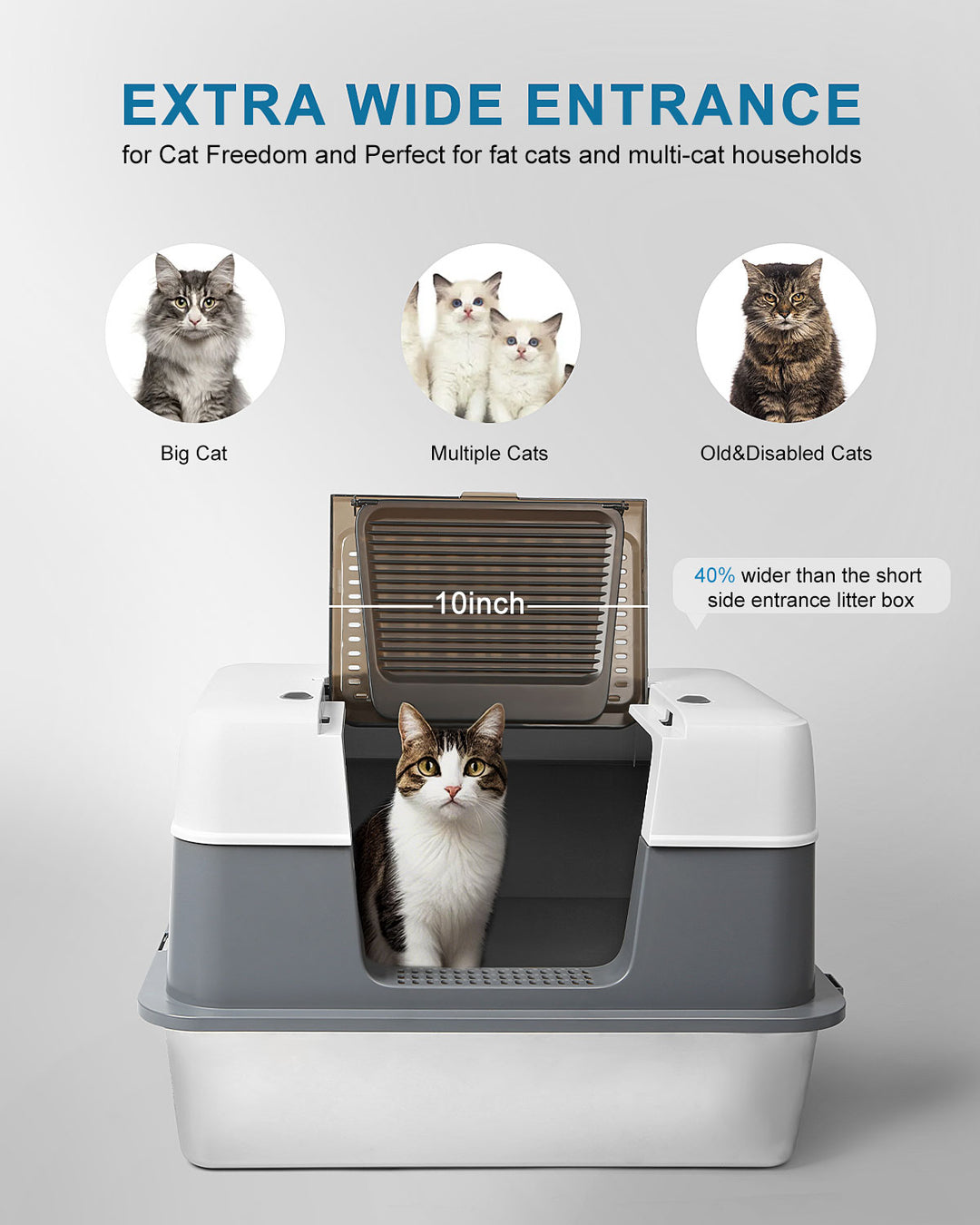 Stainless Steel Cat Litter Box，Large Size, High Capacity，best cat litter box for odor control，best rated cat litter box