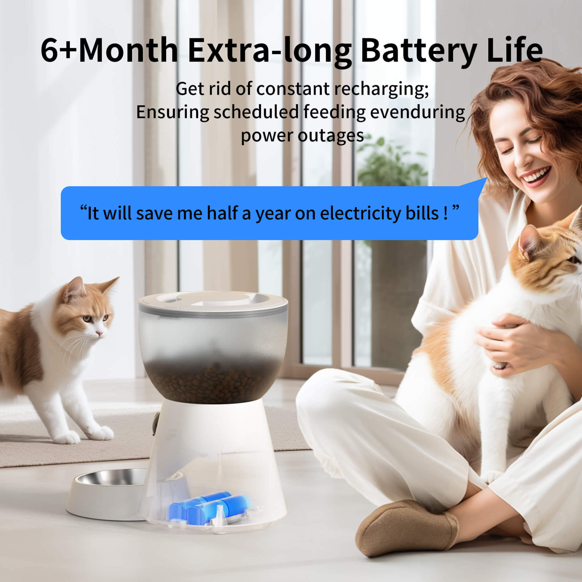 long battery automatic cat feeder